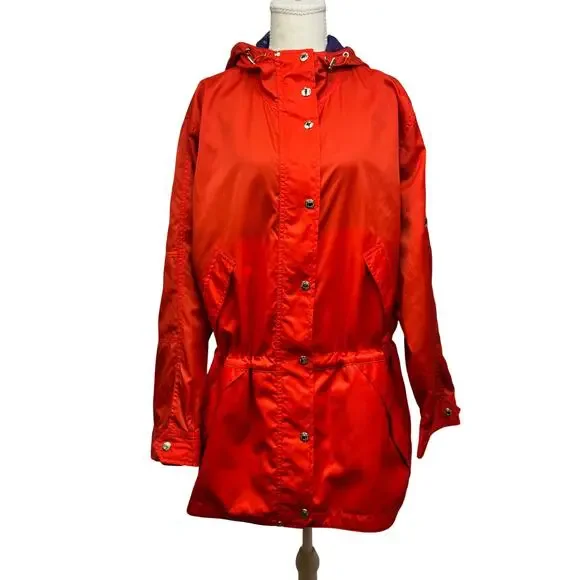 Lauren Ralph Lauren Hooded Rain Jacket Anorak Red Women’s Large VTG 90s Gorpcore - Picture 1 of 16